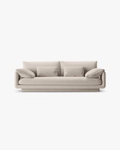 CANAPEA CU 3 LOCURI, TORINO, 220X103, BEJ DESCHIS, CU TAPITERIE DIN TEXTIL STRUCTURAT WIND, MICADONI - Img 3
