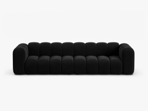 CANAPEA CU 4 LOCURI LUPIN 288, NEAGRA, CU TAPITERIE DIN CATIFEA SALVADOR, MICADONI - Img 1
