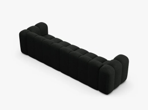 CANAPEA CU 4 LOCURI LUPIN 288, NEAGRA, CU TAPITERIE DIN TEXTIL BOUCLE BALOO, MICADONI - Img 3