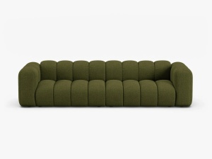 CANAPEA CU 4 LOCURI LUPIN 288, VERDE MASLINIU INCHIS, CU TAPITERIE DIN TEXTIL BOUCLE BALOO, MICADONI