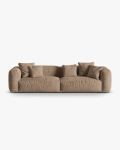 CANAPEA CU 4 LOCURI, MARTINA, BEJ INCHIS, 320 CM, CU TAPITERIE DIN TEXTIL CATIFEA VOGUE, MICADONI