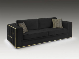CANAPEA DE LUX, BERLIN, 9031289, 3 LOCURI, NEGRU/AURIU, DESIGN MODERN