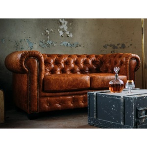 CANAPEA DE LUX CHESTERFIELD 155CM, 2 LOCURI, DIN PIELE NATURALA, CULOARE MARO, ARTIM SELECTION - Img 2