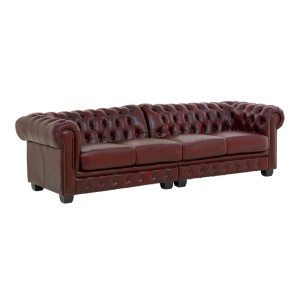 CANAPEA DE LUX CHESTERFIELD HEREFORD 268CM, 4 LOCURI, DIN PIELE NATURALA, CULOARE ROSU ANTIC, ARTIM SELECTION