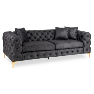CANAPEA DEOSEBITA 3 LOCURI, ARTIM MEBLE, MATERIAL TEXTIL( CATIFEA) SI SUPORT METALIC, CULOARE NEAGRA/AURIU, STIL MODERN - Img 9