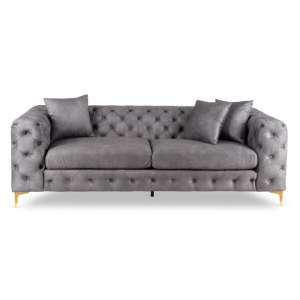 CANAPEA DEOSEBITA 3 LOCURI, ARTIM MEBLE, MATERIAL TEXTIL( CATIFEA) SI SUPORT METALIC, CULOARE GRI/AURIU, STIL MODERN