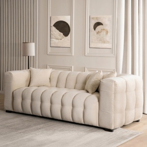 CANAPEA ELEGANTA 3 LOCURI, ARTIM MEBLE, MATERIAL TEXTIL SI LEMN, CULOARE CREM, STIL MODERN