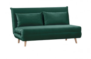CANAPEA EXTENSIBIA SPIKE II, VERDE 189/FAG, TAPITERIE DIN CATIFEA SI PICIOARE DIN LEMN