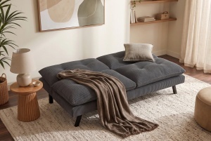 CANAPEA EXTENSIBILA COCO 190CM, 3 LOCURI, REALIZATA DIN LEMN SI CATIFEA, DE CULOARE GRI, ARTIM GROUP SELECTION - Img 9