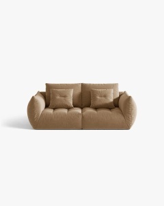 CANAPEA EXTENSIBILA CU 3 LOCURI, BLOOM, 232 CM, BEJ MIGDALA, CU TAPITERIE DIN TEXTIL CATIFEA CASINO, MICADONI