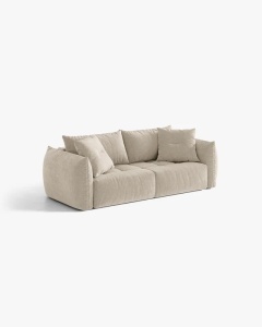 CANAPEA EXTENSIBILA CU 3 LOCURI, BLOOM, 250 CM, BEJ DESCHIS, CU TAPITERIE DIN TEXTIL STRUCTURAT WIND, MICADONI - Img 2
