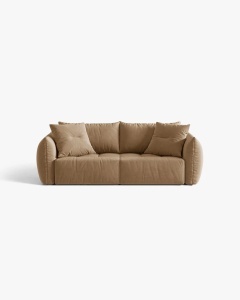 CANAPEA EXTENSIBILA CU 3 LOCURI, BLOOM, 250 CM, BEJ MIGDALA, CU TAPITERIE DIN TEXTIL CATIFEA CASINO, MICADONI