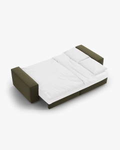 CANAPEA EXTENSIBILA CU 3 LOCURI, JODIE, 107X472 CM, ADANCIME SCAUN 62 CM, VERDE, TAPITAT CU TAPITERIE DIN TEXTIL CATIFEA BLUVEL, MICADONI - Img 2