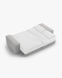 CANAPEA EXTENSIBILA CU 3 LOCURI, JODIE, 107X472 CM, ADANCIME SCAUN 62 CM, GRI DESCHIS, TAPITAT CU TAPITERIE DIN TEXTIL STRUCTURAT MEGAN, MICADONI - Img 2