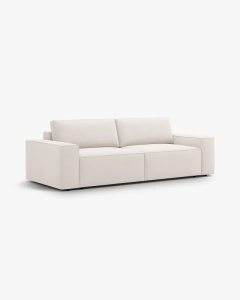 CANAPEA EXTENSIBILA CU 3 LOCURI, JODIE, 107X472 CM, ADANCIME SCAUN 62 CM, BEJ DESCHIS, TAPITAT CU TAPITERIE DIN TEXTIL STRUCTURAT MEGAN, MICADONI - Img 3