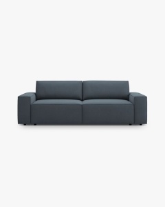 CANAPEA EXTENSIBILA CU 3 LOCURI, JODIE, 107X472 CM, ADANCIME SCAUN 62 CM, ALBASTRU, TAPITAT CU TAPITERIE DIN TEXTIL STRUCTURAT MEGAN, MICADONI