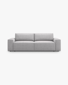 CANAPEA EXTENSIBILA CU 3 LOCURI, JODIE, 107X472 CM, ADANCIME SCAUN 62 CM, GRI DESCHIS, TAPITAT CU TAPITERIE DIN TEXTIL BOUCLE BALOO, MICADONI
