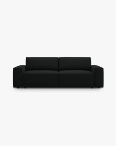 CANAPEA EXTENSIBILA CU 3 LOCURI, JODIE, 107X472 CM, ADANCIME SCAUN 62 CM, NEGRU, TAPITAT CU TAPITERIE DIN TEXTIL BOUCLE BALOO, MICADONI