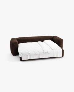 CANAPEA EXTENSIBILA, CU 3 LOCURI, MARTINA, CIOCOLATIU, 264 CM, CU TAPITERIE DIN TEXTIL CATIFEA VOGUE, MICADONI - Img 4