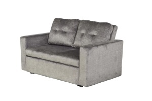 CANAPEA EXTENSIBILA DE APARTAMENT, SMART 140CM, 2 LOCURI, DIN LEMN SI MATERIAL CATIFEA, CULOARE GRI, INVICTA INTERIOR