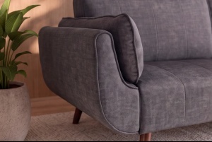 CANAPEA EXTENSIBILA DIVANI 220CM, 3 LOCURI, REALIZAT DIN LEMN SI TEXTIL FIN, CATIFEA, CULOARE GRI - Img 9