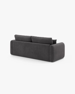 CANAPEA EXTENSIBILA DORMI, GRI INCHIS, 225X94 CM, TAPITAT CU TAPITERIE DIN TEXTIL CATIFEA SALVADOR, MICADONI - Img 6