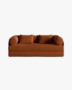 CANAPEA EXTENSIBILA DREAMY, CU 3 LOCURI, CARAMIZIU, 206X95 CM, TAPITAT CU TAPITERIE DIN TEXTIL CATIFEA SALVADOR, MICADONI