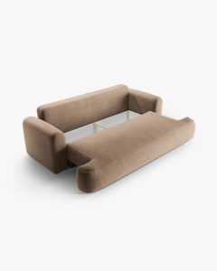 CANAPEA EXTENSIBILA ELLA, BEJ INCHIS, 253X108 CM, TAPITAT CU TAPITERIE DIN TEXTIL CATIFEA VOGUE, MICADONI - Img 4
