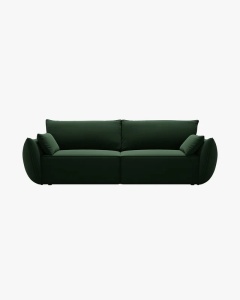 CANAPEA EXTENSIBILA KAELLE, 244 CM, CU 3 LOCURI, VERDE SMARALD, CU TAPITERIE DIN TEXTIL CATIFEA BLUVEL, MICADONI