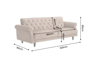 CANAPEA EXTENSIBILA MAISON BELLE 220CM, REALIZATA DIN LEMN SI CATIFEA, CULOARE GRI, INVICTA INTERIOR - Img 7