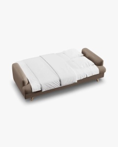 CANAPEA EXTENSIBILA NAOMI, CU 3 LOCURI, CAPPUCCINO, 233X110 CM, TAPITAT CU TAPITERIE DIN TEXTIL STRUCTURAT LIBERTY, MICADONI - Img 3