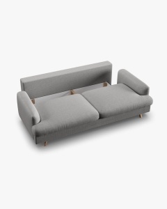 CANAPEA EXTENSIBILA NAOMI, CU 3 LOCURI, MELANJ GRI CENUSIU, 233X110 CM, TAPITAT CU TAPITERIE DIN TEXTIL STRUCTURAT LIBERTY, MICADONI - Img 7
