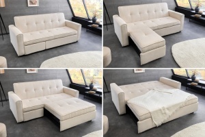 CANAPEA EXTENSIBILA, SMART 180CM, 2 LOCURI, CATIFEA BEJ RAIAT, ARTIM GROUP SELECTION - Img 5
