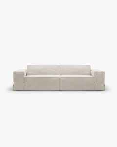 CANAPEA JODIE, CU 3 LOCURI, 204X99 CM, NATURAL, TAPITAT CU TAPITERIE DIN TEXTIL STRUCTURAT LINS, MICADONI
