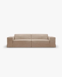CANAPEA JODIE, CU 3 LOCURI, 204X99 CM, NISIPIU, TAPITAT CU TAPITERIE DIN TEXTIL STRUCTURAT LINS, MICADONI
