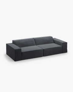 CANAPEA JODIE, CU 4 LOCURI, 244X99 CM, GRI ALBASTRU, TAPITAT CU TAPITERIE DIN TEXTIL STRUCTURAT LINS, MICADONI - Img 3