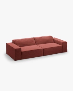 CANAPEA JODIE, CU 4 LOCURI, 244X99 CM, LEMN DE CIRES, TAPITAT CU TAPITERIE DIN TEXTIL STRUCTURAT LINS, MICADONI - Img 3