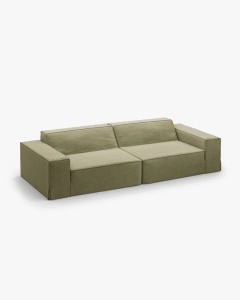 CANAPEA JODIE, CU 4 LOCURI, 244X99 CM, VERDE DESCHIS, TAPITAT CU TAPITERIE DIN TEXTIL STRUCTURAT LINS, MICADONI - Img 3