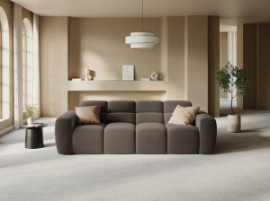 CANAPEA LISA, 4 LOCURI, 265 CM, MARO DESCHIS, TAPITERIE DIN CATIFEA, DESIGN DEOSEBIT