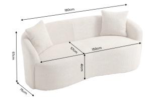 CANAPEA LIVING SEMIROTUNDA ELEMENTS, 180CM, 2 LOCURI, DIN LEMN SI MATERIAL BOUCLE, CULOARE BEJ, INVICTA INTERIOR - Img 7