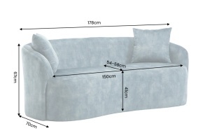 CANAPEA LIVING SEMIROTUNDA ELEMENTS, 180CM, 2 LOCURI, DIN LEMN SI MATERIAL CATIFEA, CULOARE PETROL, INVICTA INTERIOR - Img 8