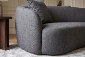 CANAPEA LIVING SEMIROTUNDA ELEMENTS, 180CM, 2 LOCURI, DIN LEMN SI MATERIAL CATIFEA, CULOARE GRI GRAFIT, INVICTA INTERIOR - Img 3