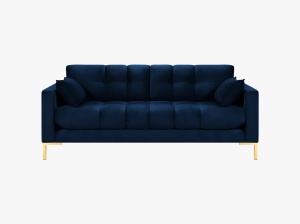 CANAPEA MAMAIA, 2 LOCURI, 152 CM, ALBASTRU ROYAL 86/AURIU, TAPITERIE DIN CATIFEA, DESIGN DEOSEBIT - Img 2