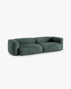 CANAPEA MARTINA, 320X120 CM, ADANCIME SCAUN 90 CM, VERDE MUSCHI, TAPITAT CU TAPITERIE DIN TEXTIL CATIFEA VOGUE MICADONI - Img 2