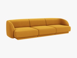 CANAPEA MILEY, 3 LOCURI, 259 CM, GALBEN 68, TAPITERIE DIN CATIFEA, DESIGN DEOSEBIT - Img 2