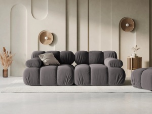 CANAPEA MODULARA BELLIS, 2 LOCURI, 188 CM, GRI INCHIS 97, TAPITERIE DIN CATIFEA, DESIGN DEOSEBIT - Img 1
