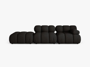 CANAPEA MODULARA BELLIS, PE STANGA, NEAGRA, CU TAPITERIE DIN TEXTIL STRUCTURAT LIBERTY, MICADONI