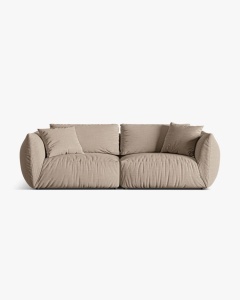 CANAPEA MODULARA CHRIS, CU 4 LOCURI, 260X100, NISIPIU, CU TAPITERIE DIN TEXTIL STRUCTURAT LINS, MICADONI - Img 2