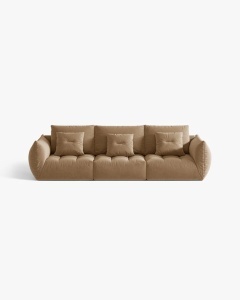 CANAPEA MODULARA, CU 4 LOCURI, BLOOM, 232 CM, BEJ MIGDALA, CU TAPITERIE DIN TEXTIL CATIFEA CASINO, MICADONI