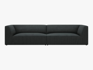 CANAPEA RUBY, CU 4 LOCURI, NEAGRA, CU TAPITERIE DIN CATIFEA REIATA MATA, MICADONI - Img 2
